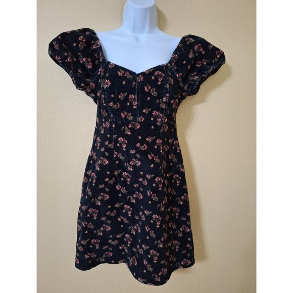 SO Floral Dress Velvet‎ Dark Cottagecore Retro Western Babydoll - Picture 2 of 10
